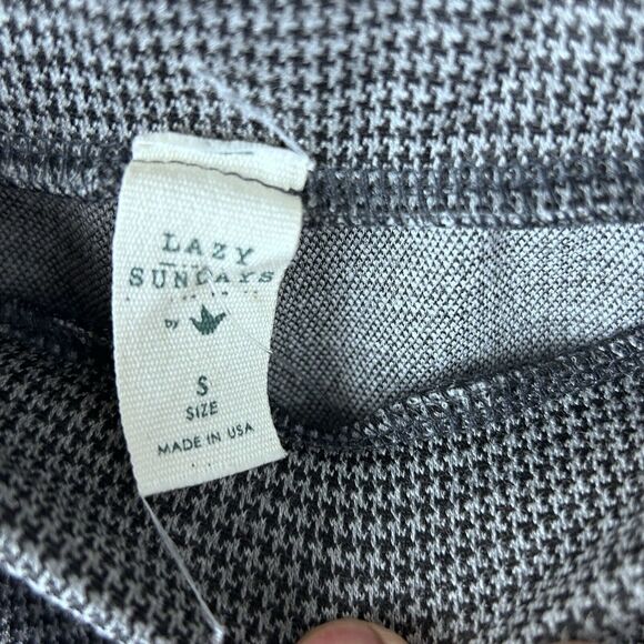 Lazy Sunday Womens Gray Houndstooth Pattern Ruffle Bell Bottom Pull On Pants S - Picture 7 of 9